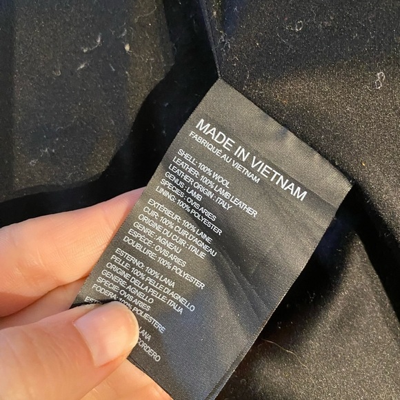 Club Monaco Women’s Wool & Leather Blend Moto Jacket Black Size Medium - Picture 5 of 7